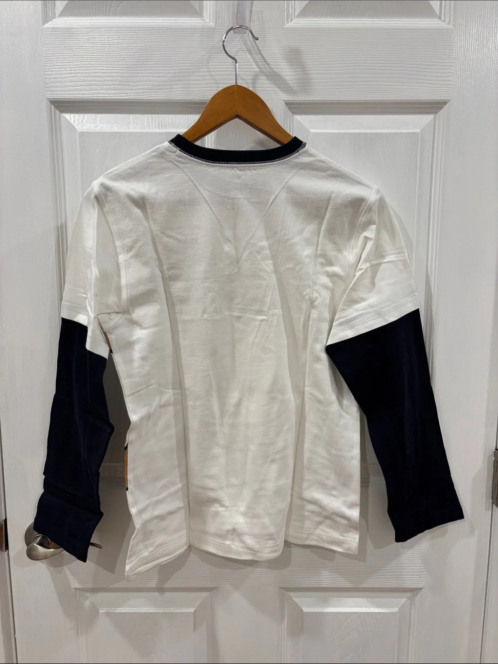 Gymboree White Long Sleeve Tee with Layered Look Sleeves and Dinosaur Graphic